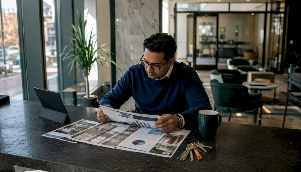 Property manager reviewing window upgrade report
