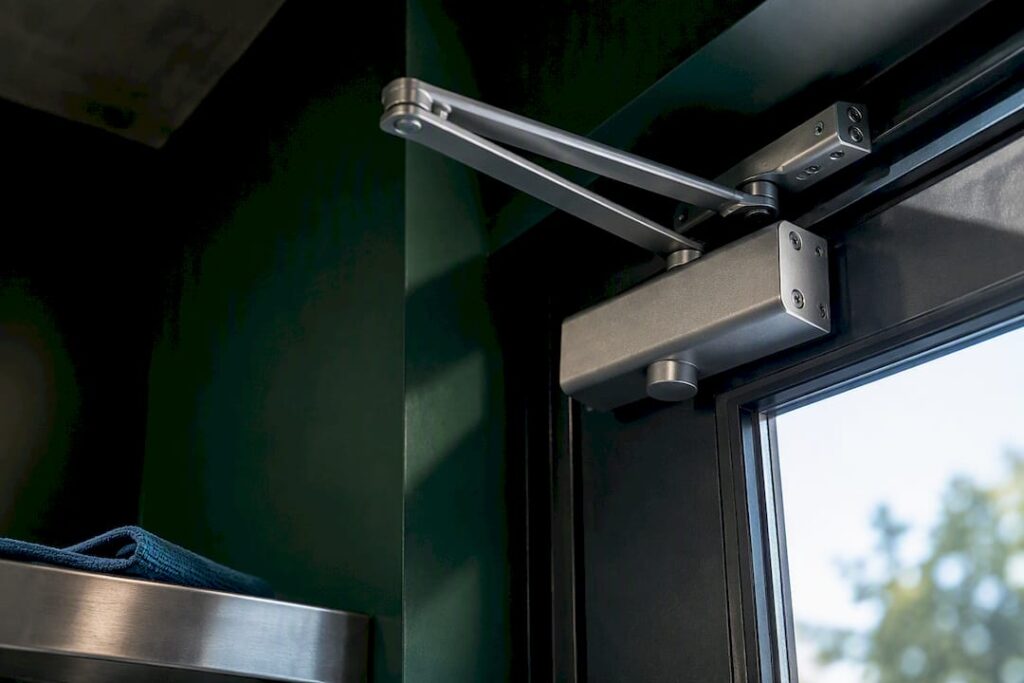 Hydraulic door closer on commercial entry