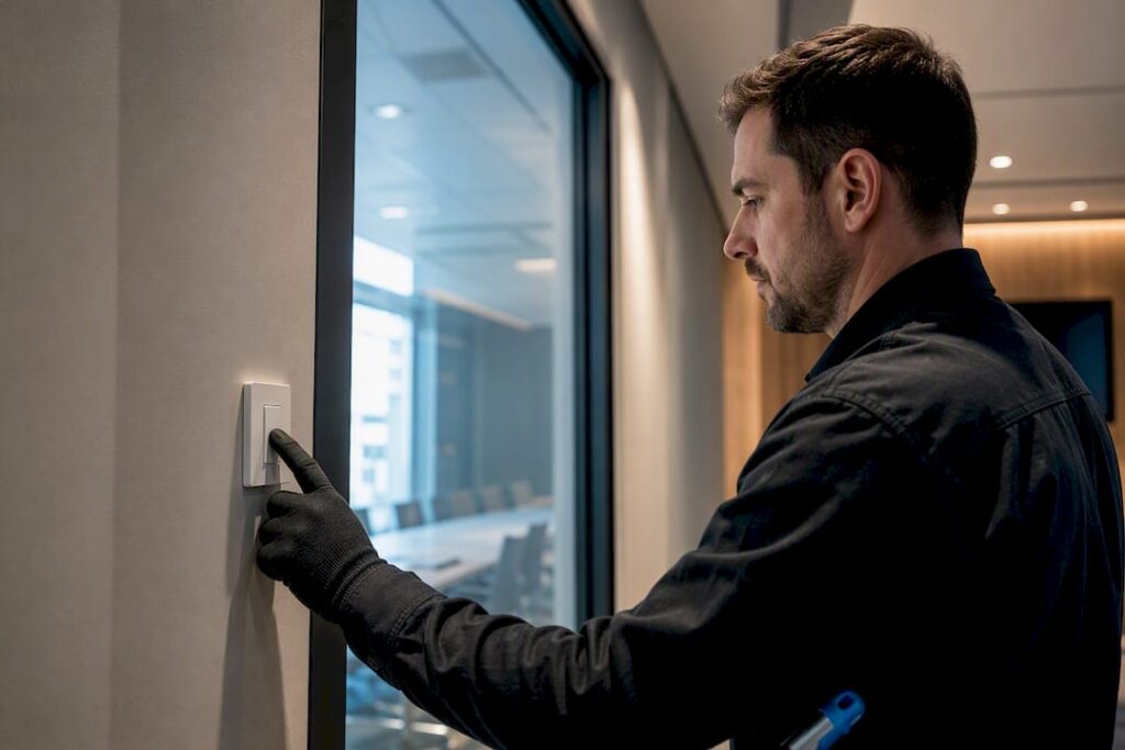 Installer testing switchable glass control